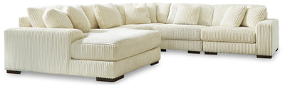 Lindyn 5-Piece LAF Chaise Sectional in Ivory Velvet