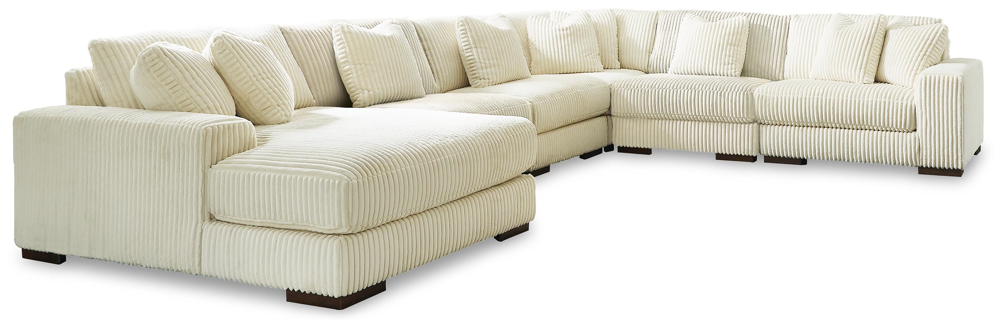 Lindyn 6-Piece LAF Chaise Sectional in Ivory Velvet