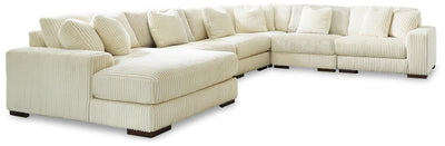 Lindyn 6-Piece LAF Chaise Sectional in Ivory Velvet