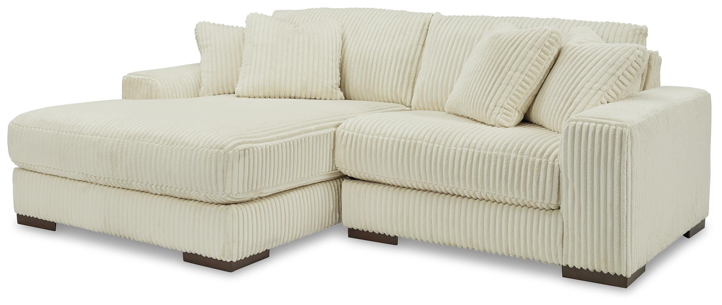 Lindyn 2-Piece LAF Chaise Sectional in Ivory Velvet