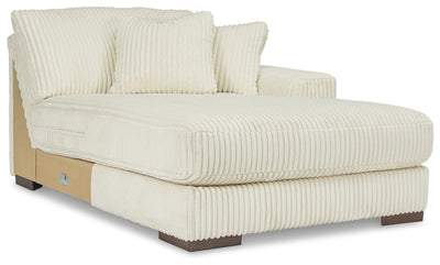 Lindyn 3-Piece RAF Chaise Sectional in Ivory Velvet