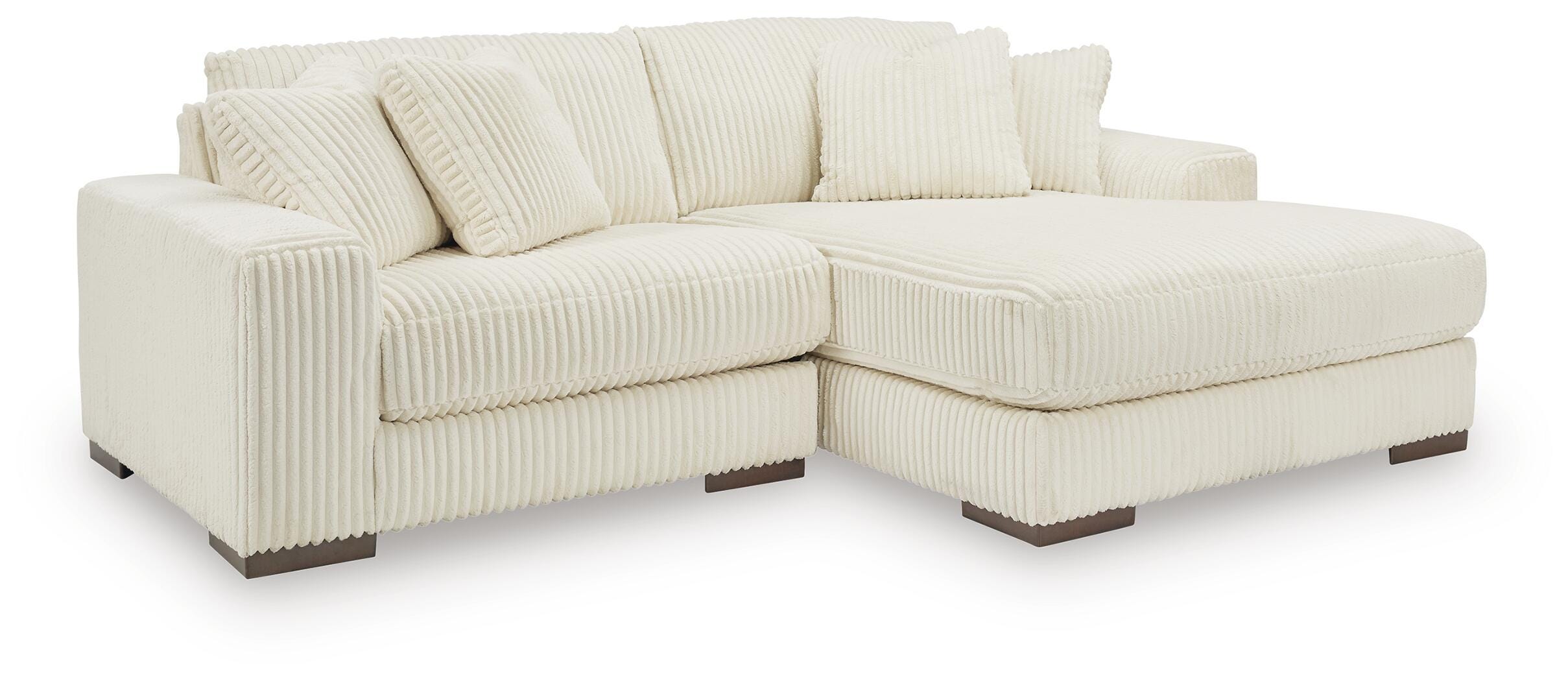 Lindyn 2-Piece RAF Chaise Sectional in Ivory Velvet