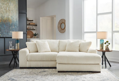 Lindyn 2-Piece RAF Chaise Sectional in Ivory Velvet