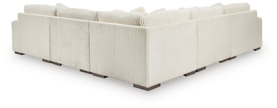 Lindyn 5-Piece RAF Chaise Sectional in Ivory Velvet