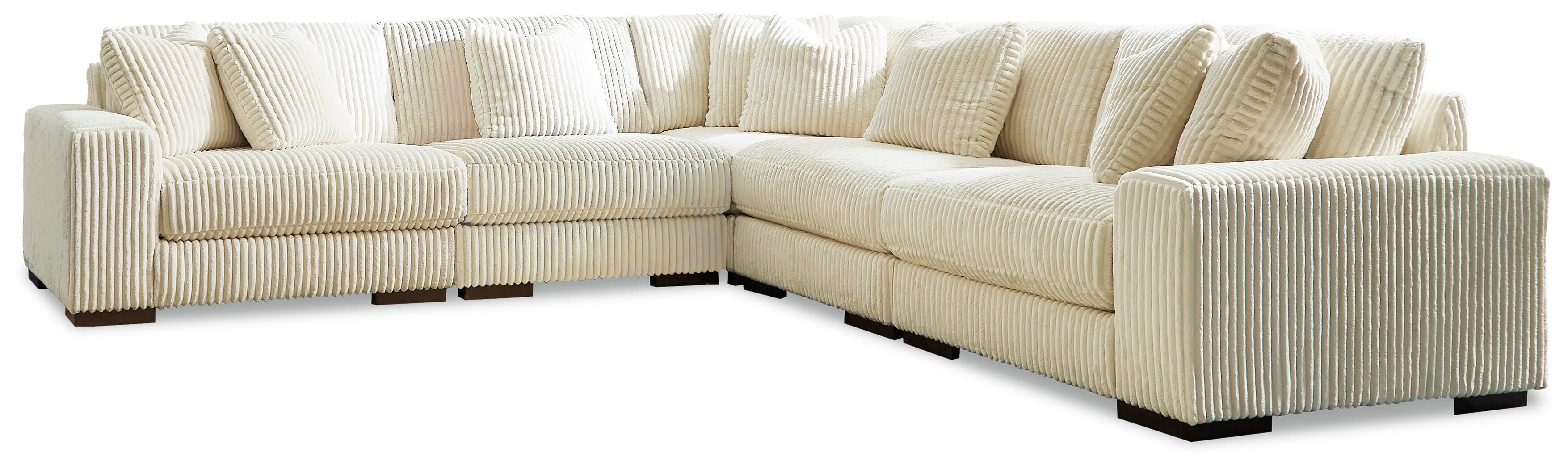 Lindyn 5-Piece Sectional in Ivory Velvet