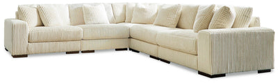 Lindyn 5-Piece Sectional in Ivory Velvet