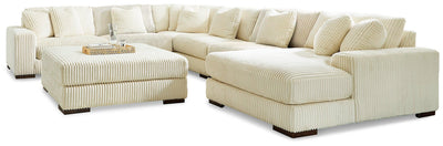 Lindyn 6-Piece Sectional with Chaise and Ottoman in Ivory