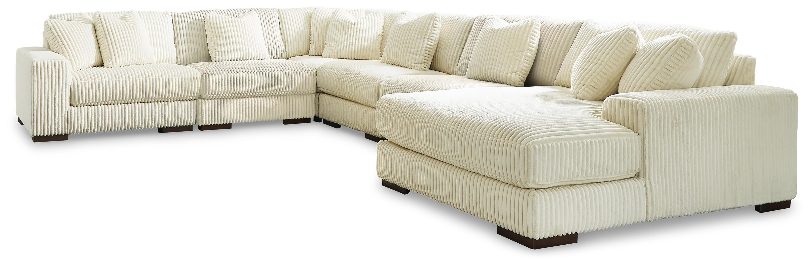 Lindyn 6-Piece Sectional with Chaise and Ottoman in Ivory