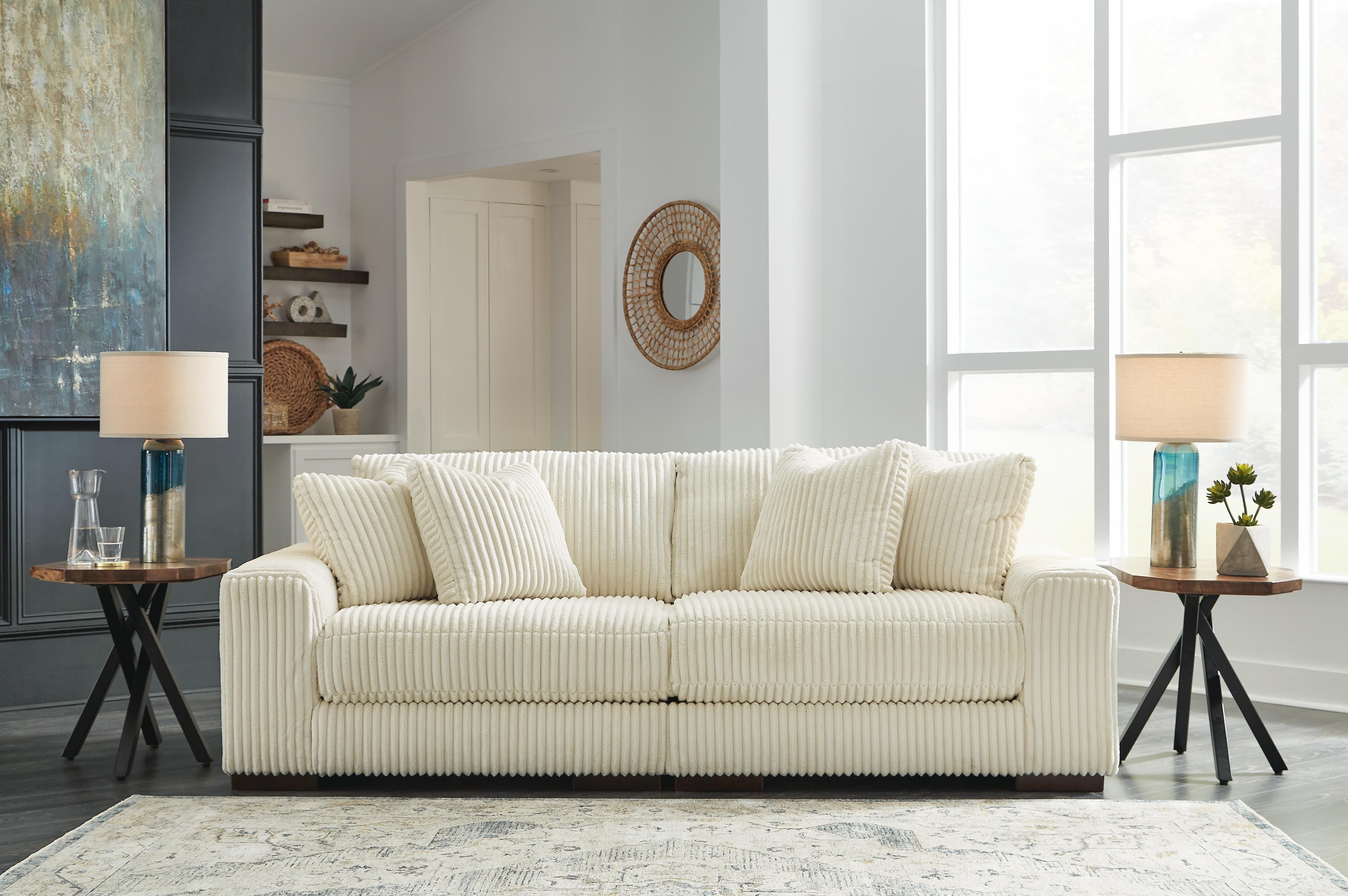 Lindyn 2-Piece Sectional Sofa in Ivory Velvet