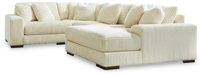 Lindyn 4-Piece RAF Chaise Sectional in Ivory Velvet