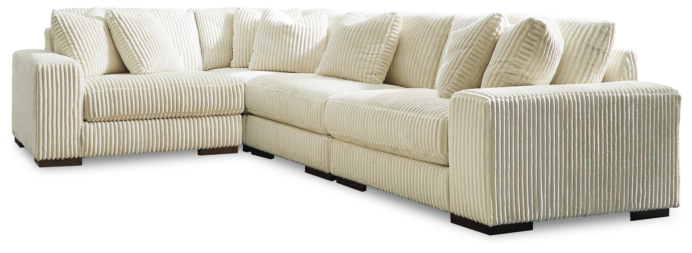 Lindyn 4-Piece Sectional in Ivory Velvet