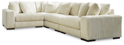 Lindyn 4-Piece Sectional in Ivory Velvet