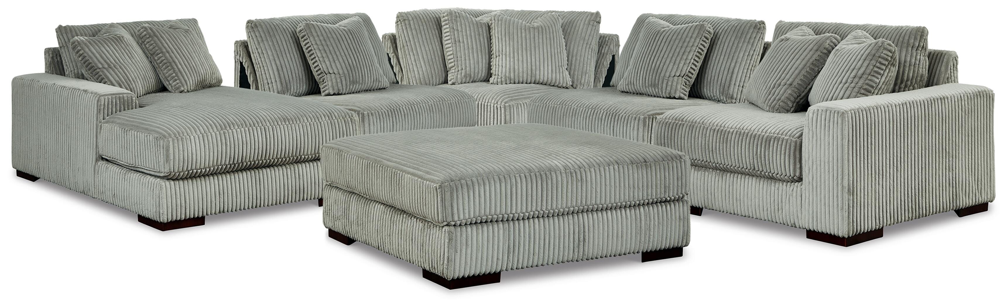 Lindyn 5-Piece LAF Chaise Sectional and Ottoman in Fog