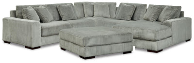 Lindyn 5-Piece RAF Chaise Sectional and Ottoman in Fog