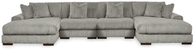 Lindyn 4-Piece Sectional with Double Chaise in Fog