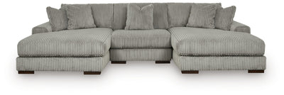 Lindyn 3-Piece Sectional with Double Chaise in Fog Velvet