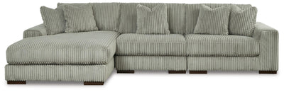 Lindyn 3-Piece LAF Chaise Sectional in Fog Velvet