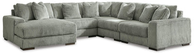 Lindyn 5-Piece LAF Chaise Sectional in Fog Velvet