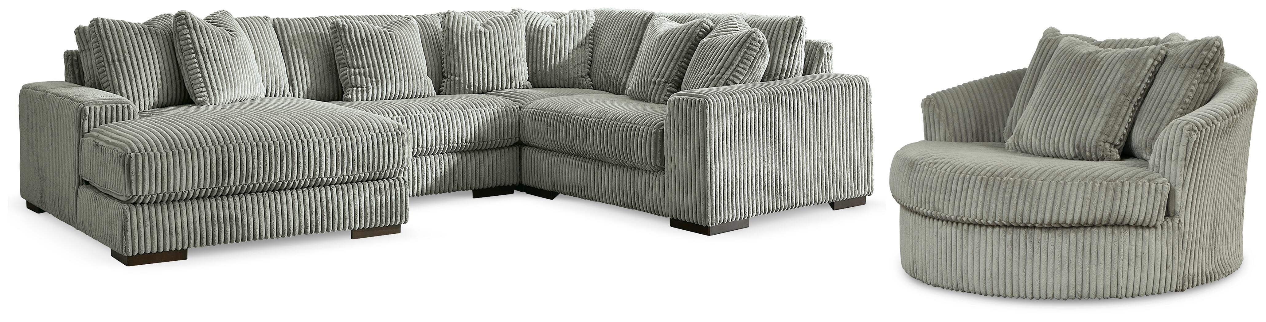 Lindyn 4-Piece Sectionals with Chair in Fog