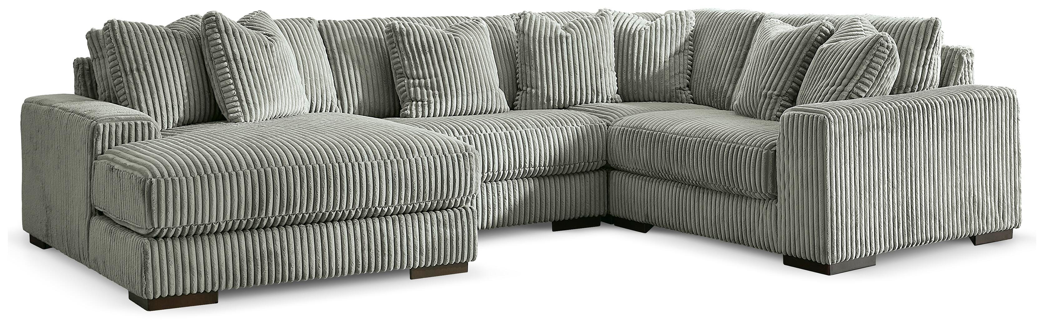 Lindyn 4-Piece Sectionals with Chair in Fog