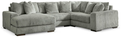 Lindyn 4-Piece Sectionals with Chair in Fog