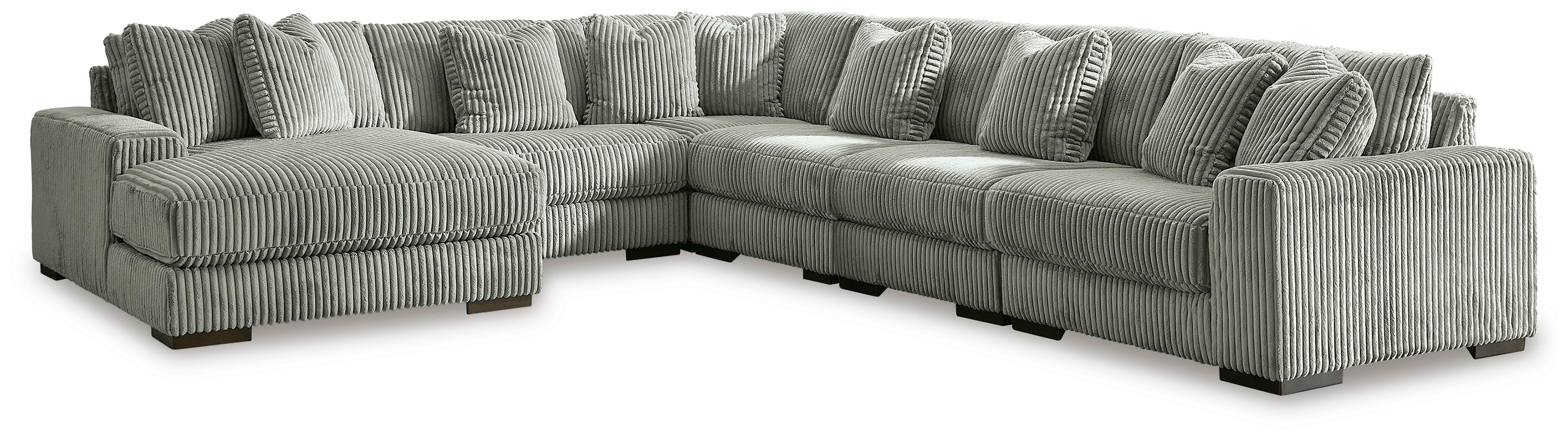Lindyn 6-Piece LAF Chaise Sectional in Fog Velvet