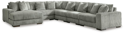Lindyn 6-Piece LAF Chaise Sectional in Fog Velvet