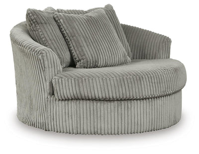 Lindyn 2-Piece Sectional Sofa and Oversized Swivel Accent Chair in Fog