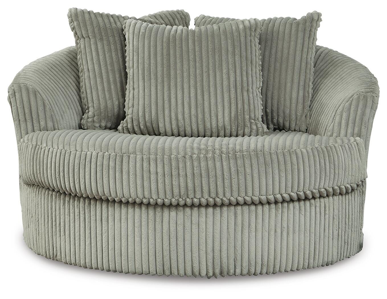 Lindyn 3-Piece Sectional and Oversized Swivel Accent Chair in Fog