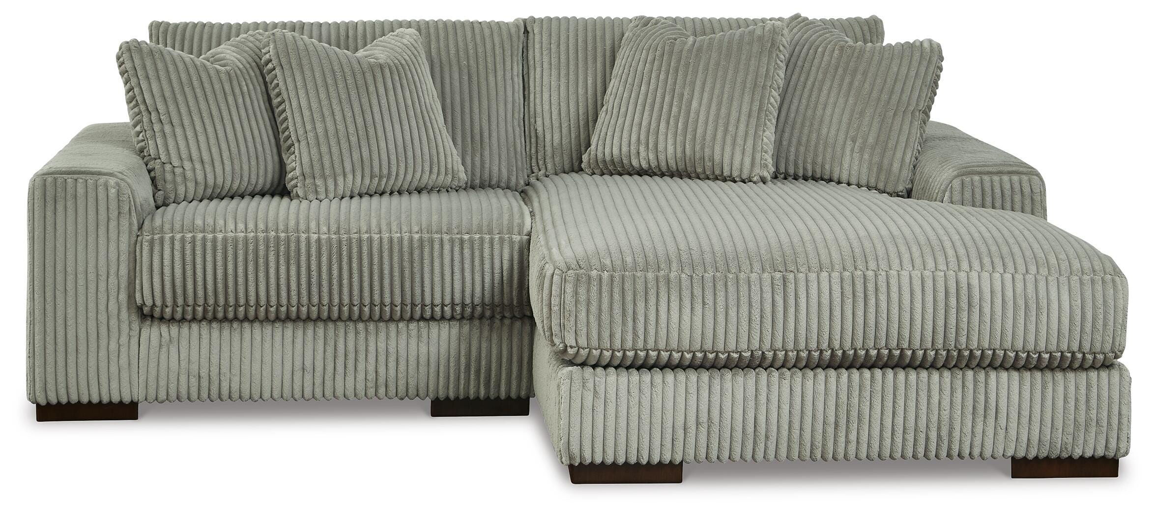 Lindyn 2-Piece RAF Chaise Sectional in Fog Velvet