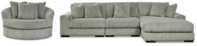 Lindyn 3-Piece Sectional and Chair in Fog