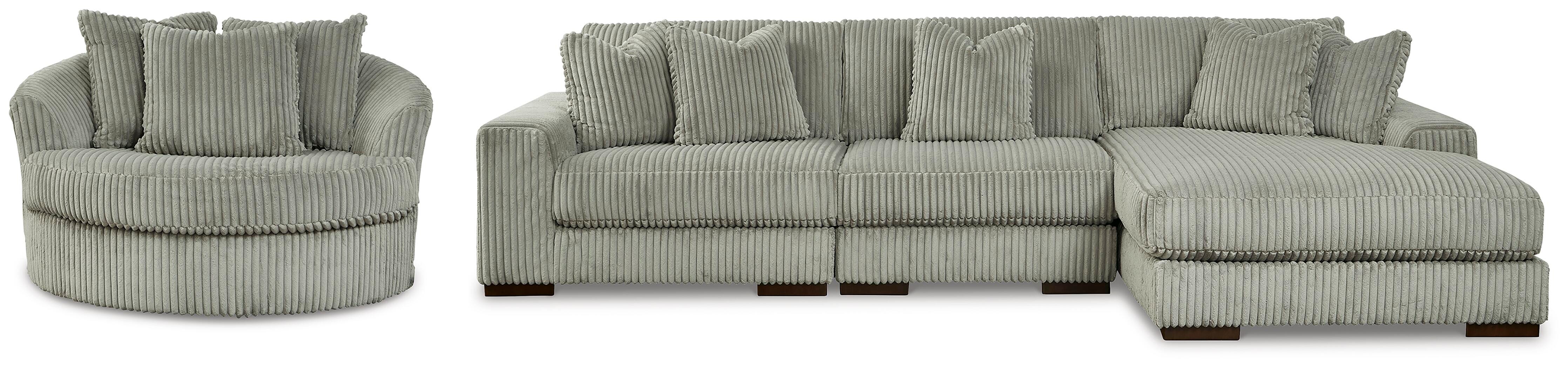 Lindyn 3-Piece Sectional and Chair in Fog