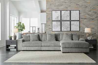 Lindyn 3-Piece RAF Chaise Sectional in Fog Velvet