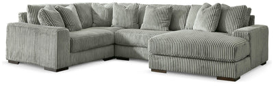 Lindyn 4-Piece RAF Chaise Sectional in Fog Velvet