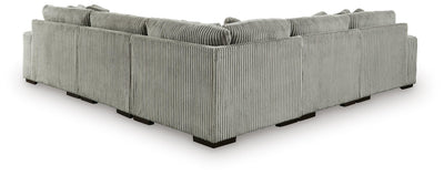 Lindyn 5-Piece RAF Chaise Sectional in Fog Velvet