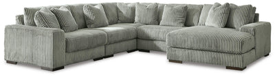 Lindyn 5-Piece RAF Chaise Sectional in Fog Velvet