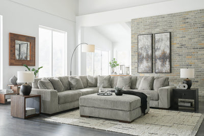 Lindyn 5-Piece Sectional and Ottoman in Fog