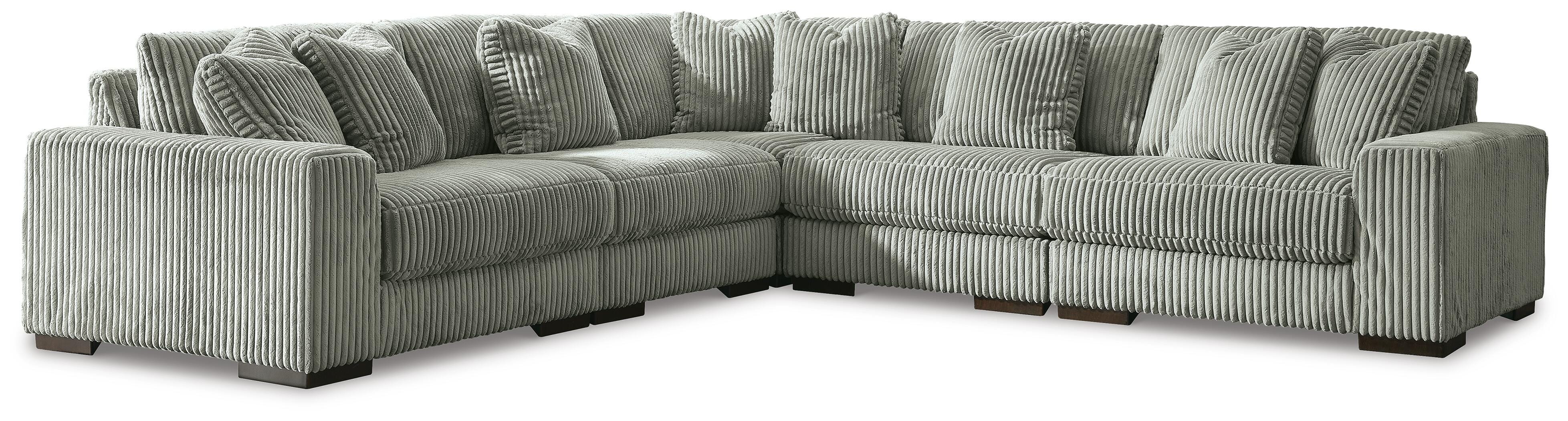 Lindyn 5-Piece Sectional and Ottoman in Fog