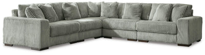 Lindyn 5-Piece Sectional and Ottoman in Fog