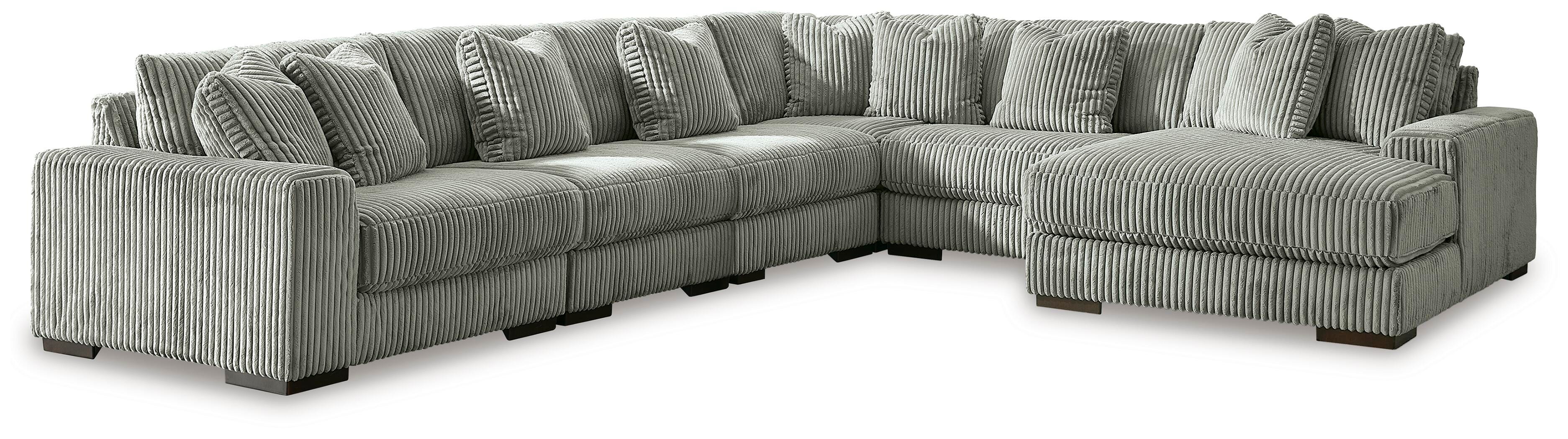 Lindyn 6-Piece RAF Chaise Sectional in Fog Velvet