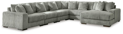 Lindyn 6-Piece RAF Chaise Sectional in Fog Velvet