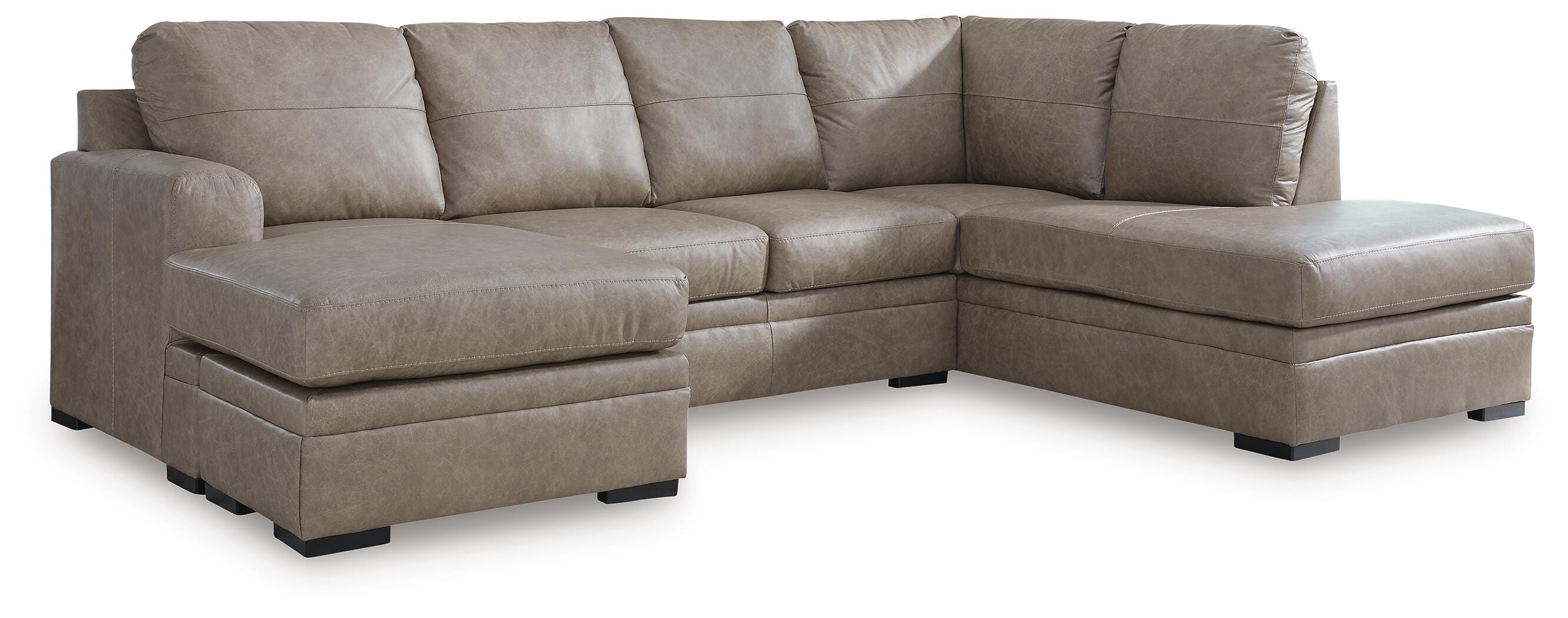 Amuleto 2-Piece RAF Chaise Sectional in Desert Leather