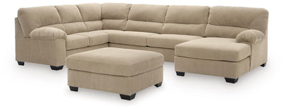 SimpleJoy 3-Piece Sectional and Ottoman in Sand