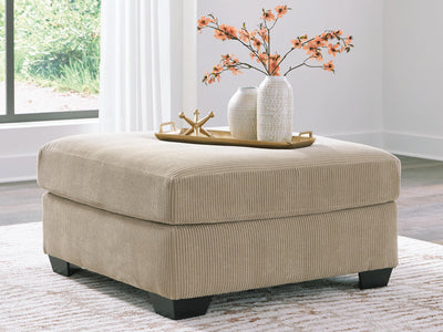 SimpleJoy Oversized Accent Ottoman in Sand Chenille and Velvet