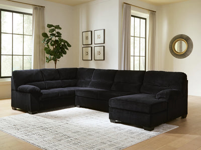 SimpleJoy 3-Piece RAF Chaise Sectional in Onyx