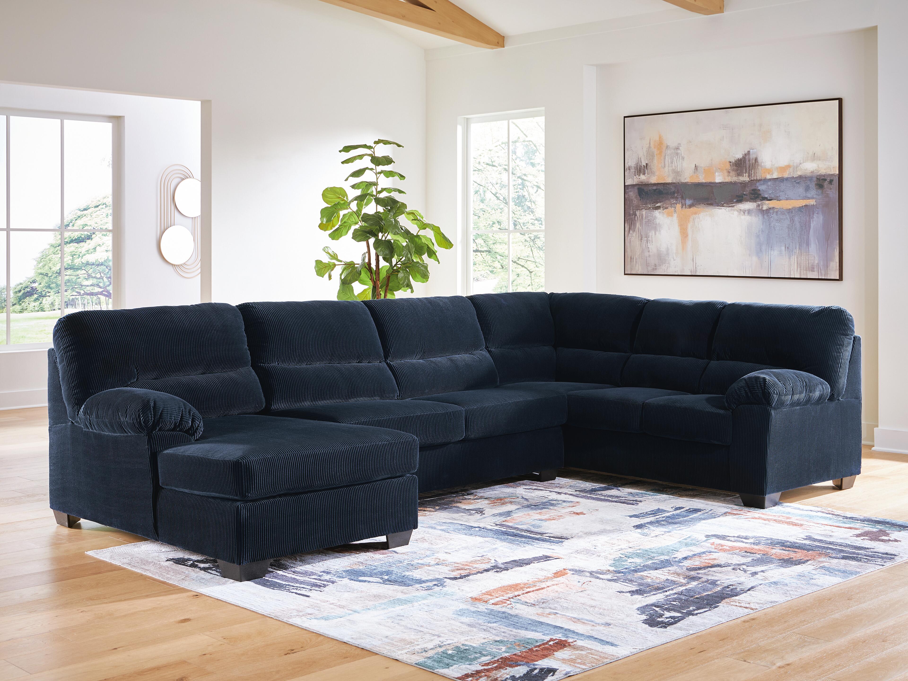 SimpleJoy 3-Piece LAF Chaise Sectional in Navy