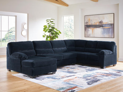 SimpleJoy 3-Piece LAF Chaise Sectional in Navy