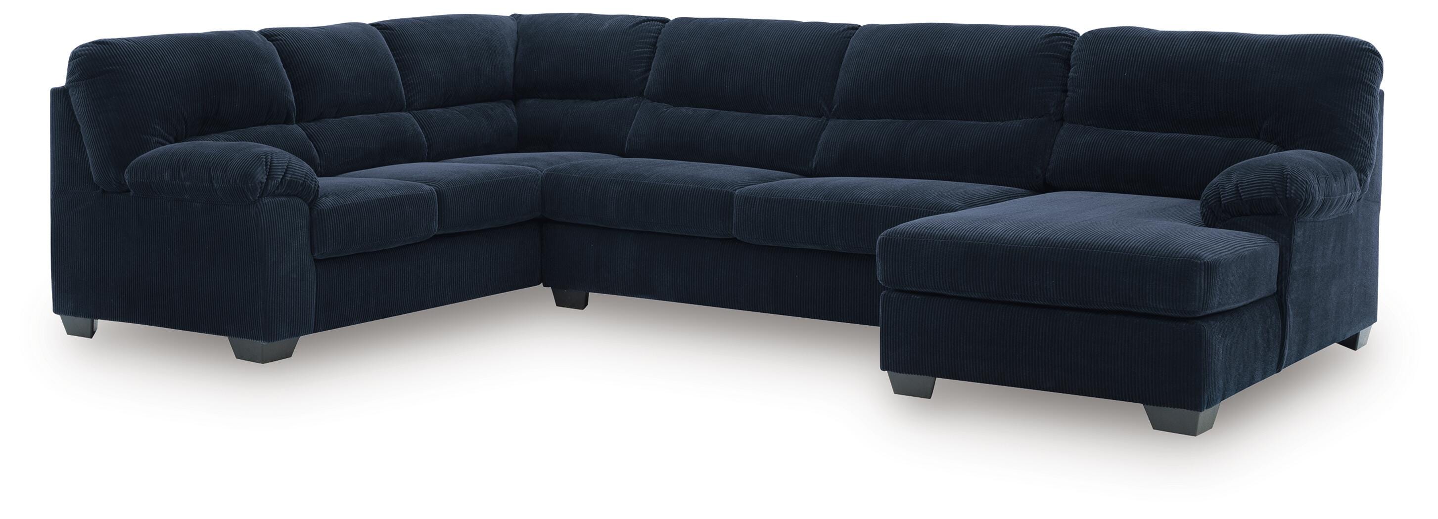 SimpleJoy 3-Piece RAF Chaise Sectional in Navy