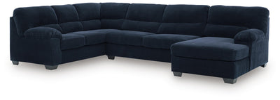 SimpleJoy 3-Piece RAF Chaise Sectional in Navy