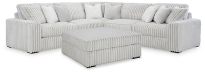 Stupendous 3-Piece Sectional and Ottoman in Alloy